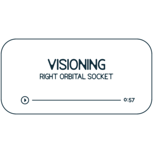 Audio file graphic for the right orbital socket energy work session. It has a beige background and deep indigo colored text that reads "Visioning: Right orbital socket" with a Play indicator button and indicator that it is 57 minutes long.