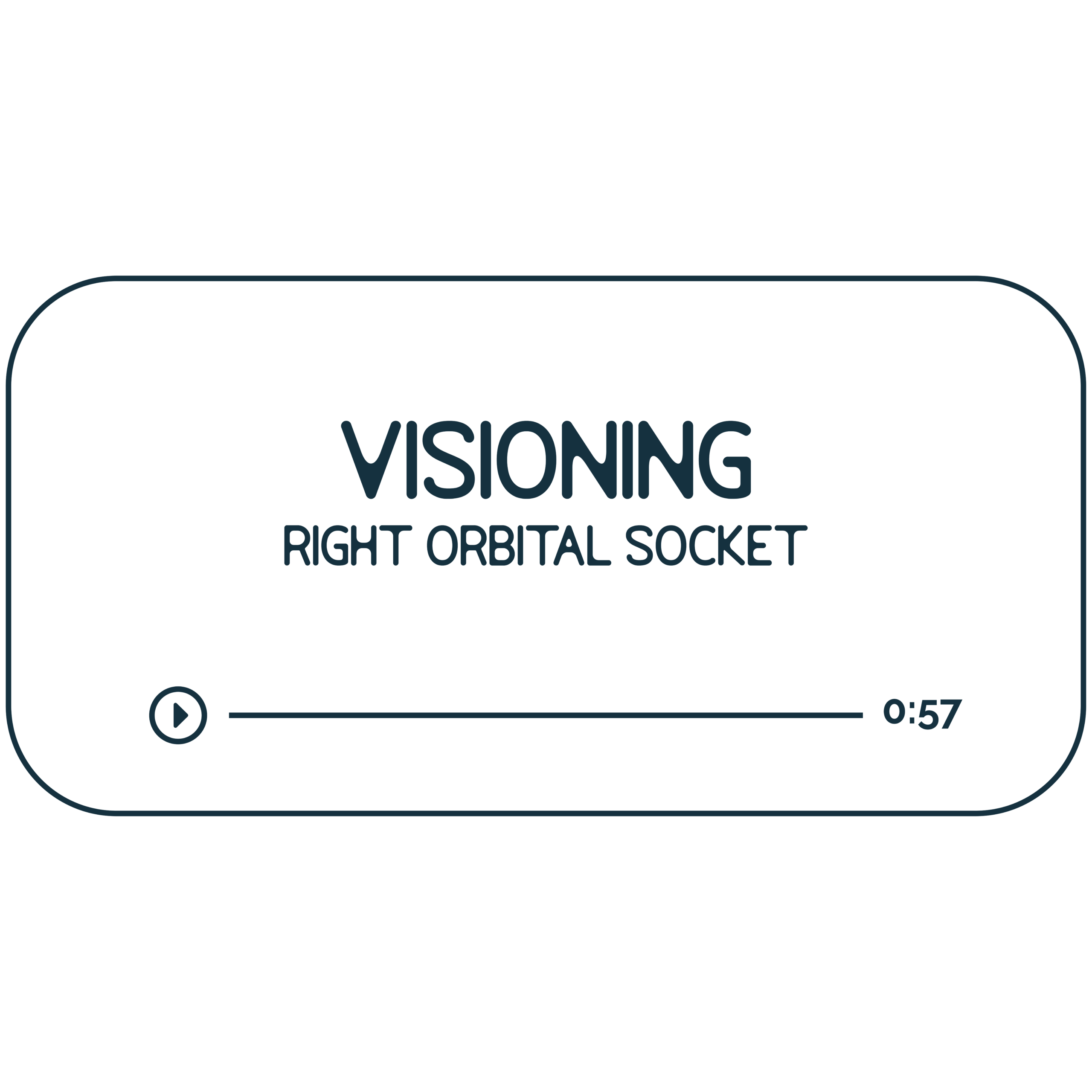 Audio file graphic for the right orbital socket energy work session. It has a beige background and deep indigo colored text that reads "Visioning: Right orbital socket" with a Play indicator button and indicator that it is 57 minutes long.