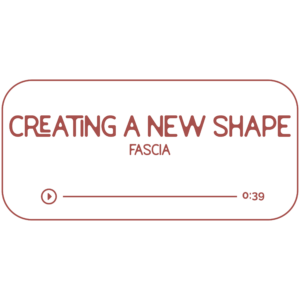 Audio file graphic for the fascia energy work session. It has a beige background and rosebud colored text that reads “Creating a new shape: fascia” with a Play indicator button and indicator that it is 39 minutes long.