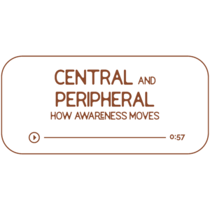 Audio file graphic for the central and peripheral energy work sessions. It has a transparent background and chestnut colored text that reads “How Awareness Moves” with a Play indicator button and indicator that it is 57 minutes long.