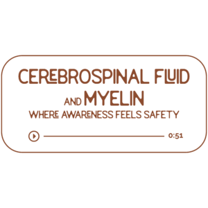 Audio file graphic for the cerebrospinal fluid and myelin energy work sessions. It has a transparent background and chestnut colored text that reads “Where Awareness Feels Safety” with a Play indicator button and indicator that it is 51 minutes long.